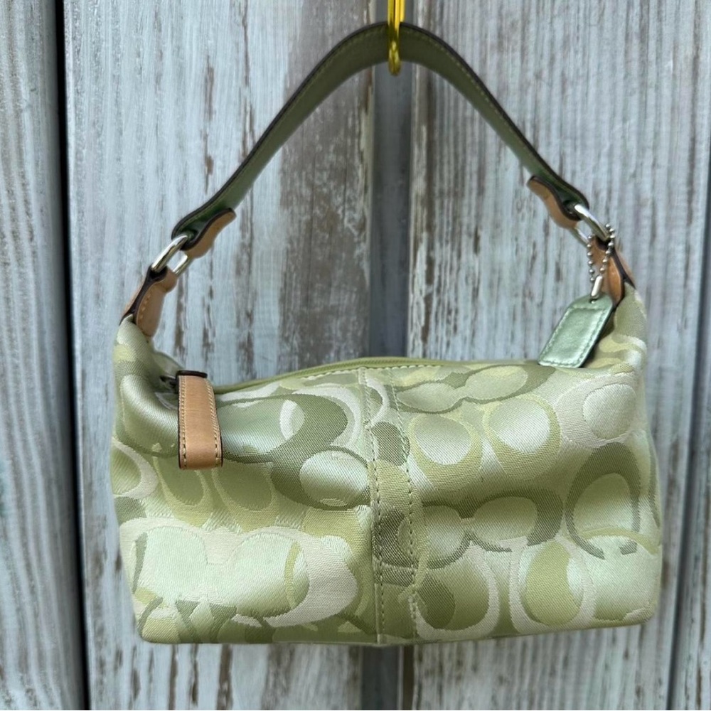 Coach Light Green Patterned Shoulder Bag
